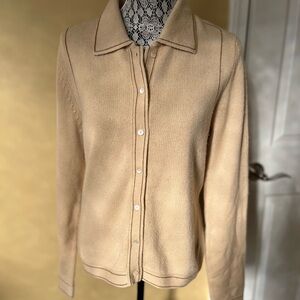 Women's vintage Neiman Marcus Cashmere Tan Button-Up Cardigan